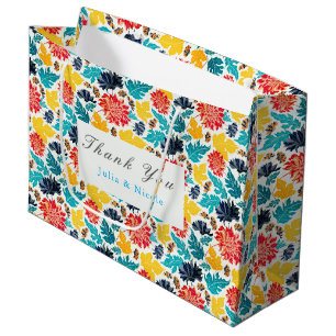Bolsa De Regalo Grande Boda de Girasoles de Acuarela Amarillo Azul Natura