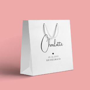 Bolsa De Regalo Grande Boda de la dama de honor Nombre de guión moderno s