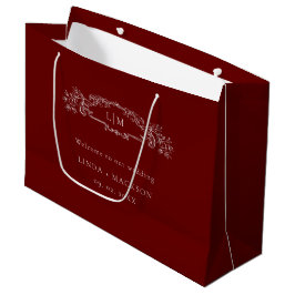 Bolsa De Regalo Grande Boda de monograma del escudo botánico de Borgoña