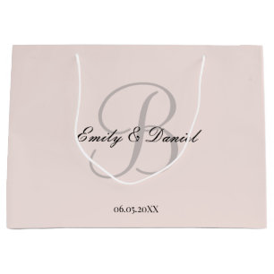 Bolsa De Regalo Grande Boda de monograma elegante