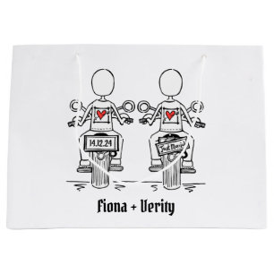 Bolsa De Regalo Grande Boda de motocicleta de dos novias