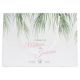 Bolsa De Regalo Grande Boda de palmeras tropicales gracias a verde rosa y