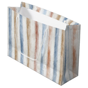 Bolsa De Regalo Grande Boda de rayas crema bronceado azul bonito