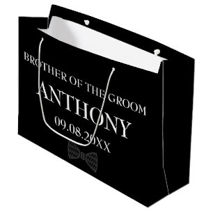 Bolsa De Regalo Grande Boda de regalos elegantes y negros del hermano del