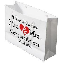Bolsa De Regalo Grande Boda del corazón rojo y la señora. Personalizada