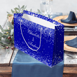Bolsa De Regalo Grande Boda del novio de la novia azul real