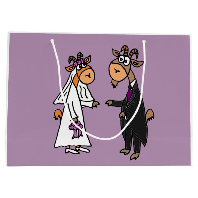 Bolsa De Regalo Grande Boda divertida de novia y del novio de la cabra (Reverso)