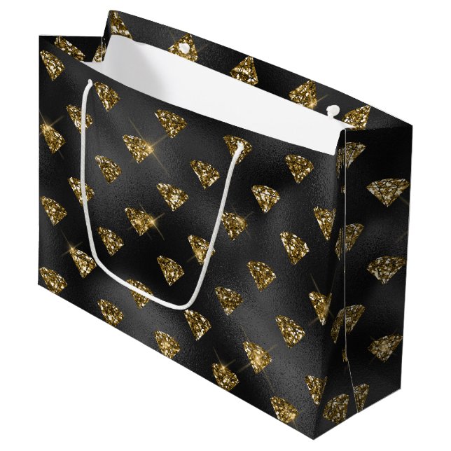 Bolsa De Regalo Grande Boda elegante de oro negro (Angulo Anverso)