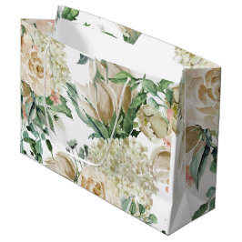 Bolsa De Regalo Grande Boda floral botánica elegante en crema