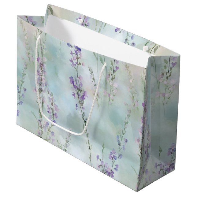Bolsa De Regalo Grande Boda floral Romántico Purple Lavender (Angulo Anverso)