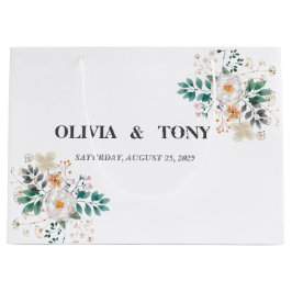 Bolsa De Regalo Grande Boda floral romántico simple