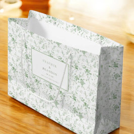 Bolsa De Regalo Grande Boda floral vintage clásico de Toile verde sage