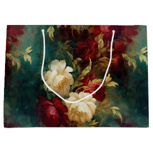 Bolsa De Regalo Grande Boda Flores Blancas Rojas Románticas Despedida de