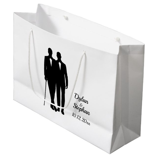 Bolsa De Regalo Grande Boda gay crece con nombres y fecha (Angulo Anverso)