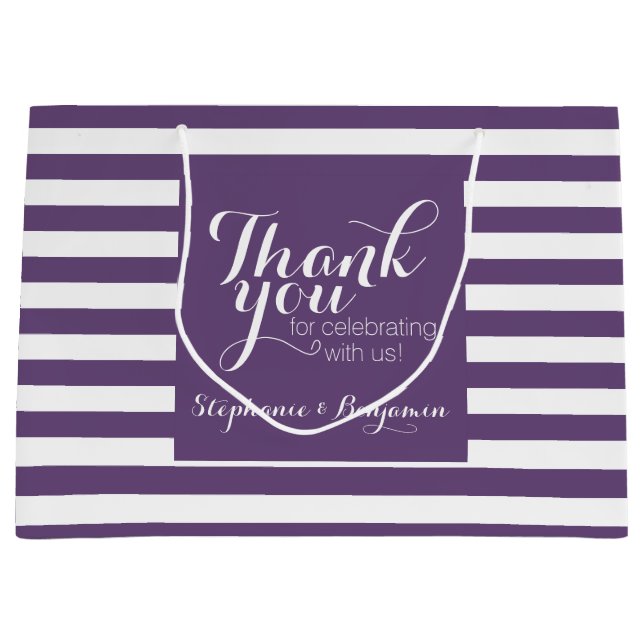 Bolsa De Regalo Grande Boda Gracias con el nombre de novia y novio (Anverso)