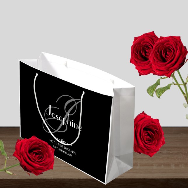 Bolsa De Regalo Grande Boda Madre De La Novia Regalo Elegante Monograma (Best Wedding - Mother Of The Bride Gift - Elegant Monogram Large Gift Bag.)
