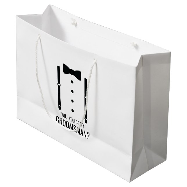 Bolsa De Regalo Grande Boda negro Bow Tie Groomsman Propuesta (Angulo Anverso)