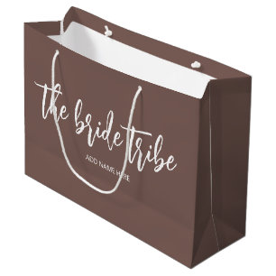 Bolsa De Regalo Grande Boda personalizada Bride Tribe Cocoa Brown