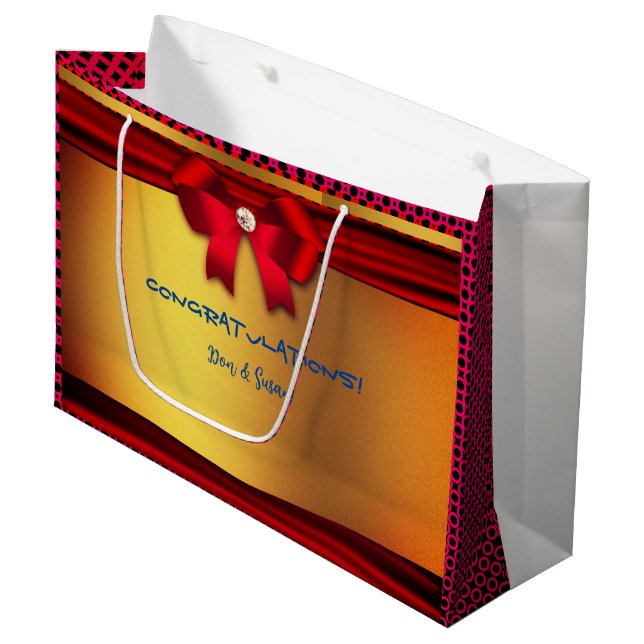 Bolsa De Regalo Grande Boda Roja de Oro - Fiesta & más (Angulo Anverso)