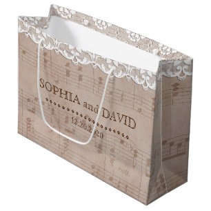 Bolsa De Regalo Grande Boda Romántico de Música Vintage y Lace