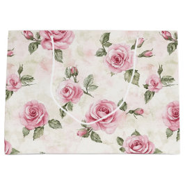 Bolsa De Regalo Grande Boda romántico floral de rosas rosadas bonitos