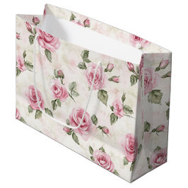 Bolsa De Regalo Grande Boda romántico floral de rosas rosadas bonitos