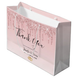 Bolsa De Regalo Grande Bodas modernos Purpurinas rosados Gracias