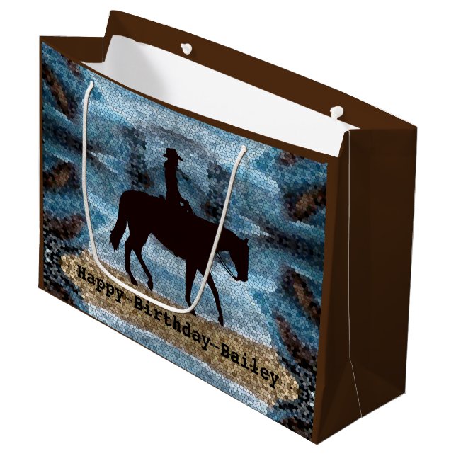 Bolsa De Regalo Grande Bodega de Caballo Nocturno Azul (Angulo Anverso)