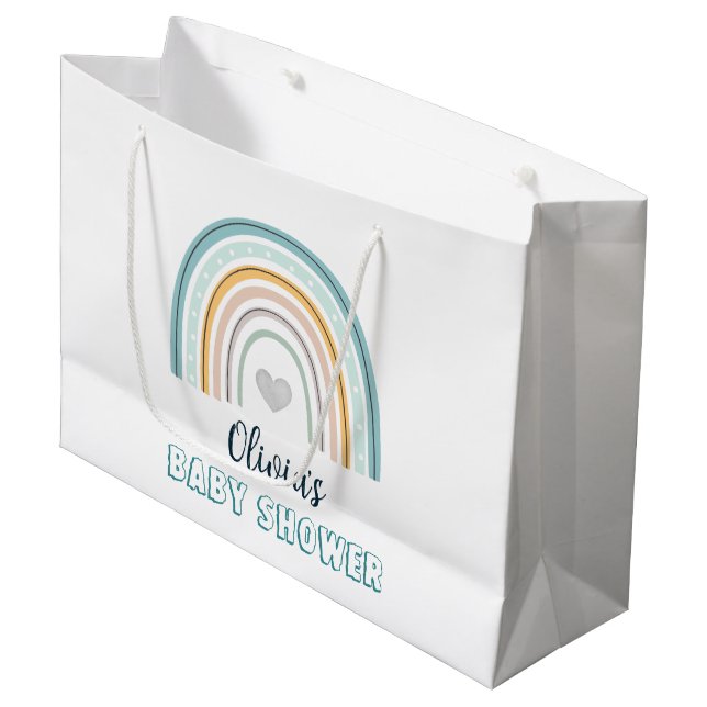 Bolsa De Regalo Grande Boho Baby Blue Rainbow Baby Shower (Angulo Anverso)