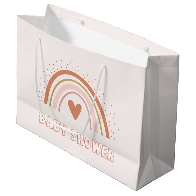 Bolsa De Regalo Grande Boho Baby Pink Rainbow Baby Shower (Angulo Anverso)
