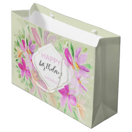Bolsa De Regalo Grande Boho Campestre Aquarela Floral Lila Elegante