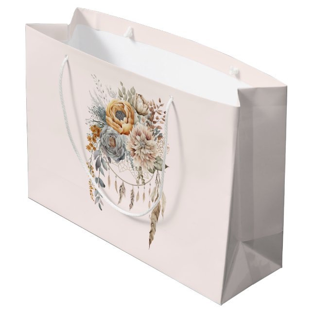 Bolsa De Regalo Grande Boho Flower Bouquet y Dreamcatcher (Angulo reverso)