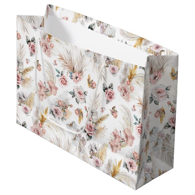 Bolsa De Regalo Grande Boho Pampas Grass Gige Bag Rubor Floral (Angulo Anverso)