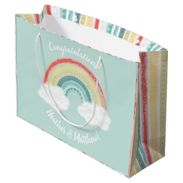 Bolsa De Regalo Grande Boho Rainbow Baby Shower (Angulo reverso)
