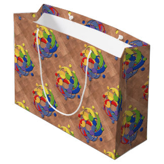 Bolsa De Regalo Grande Bola del rompecabezas del arco iris del Clef bajo