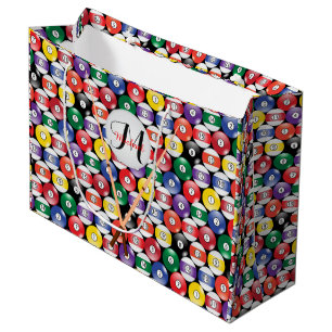 Bolsa De Regalo Grande Bolas de piscina del billar con el monograma