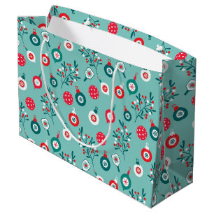 Bolsa De Regalo Grande Bolas de pollo rojas, patrón de Navidades de la m