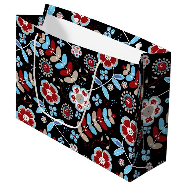 Bolsa De Regalo Grande Bold Folk Floral Pattern (Angulo Anverso)