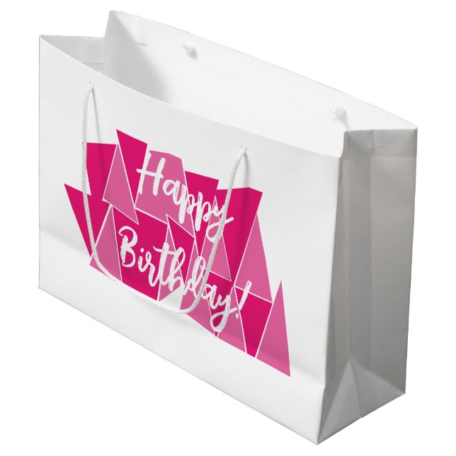 Bolsa De Regalo Grande Bolsa regalo cumpleaños rosa (Angulo Anverso)