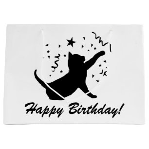 Bolsa De Regalo Grande Bolso adaptable del regalo del gato del cumpleaño
