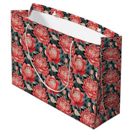 Bolsa De Regalo Grande Bolso de regalo floral grande con peonías corales