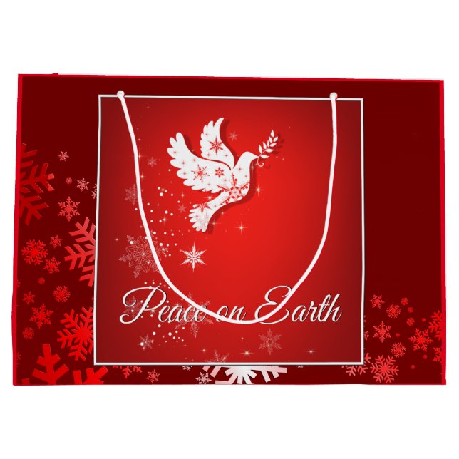 Bolsa De Regalo Grande Bolso del regalo de la paz del navidad grande (Reverso)