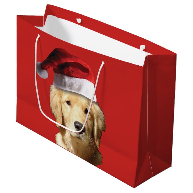 Bolsa De Regalo Grande Bolso del regalo de las Felices Navidad del golden (Angulo Anverso)