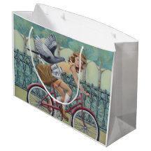 Bolso del regalo del chica y de la bicicleta del