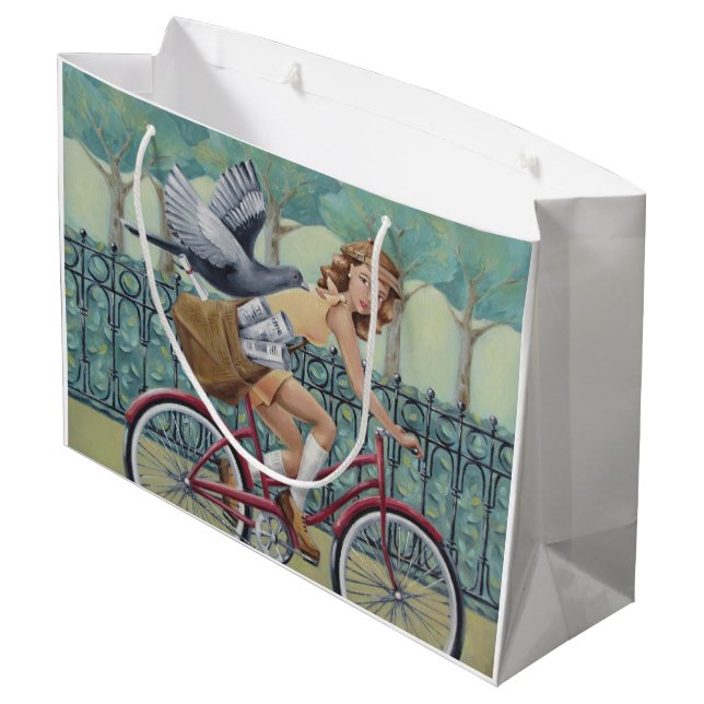 Bolsa De Regalo Grande Bolso del regalo del chica y de la bicicleta del (Angulo reverso)