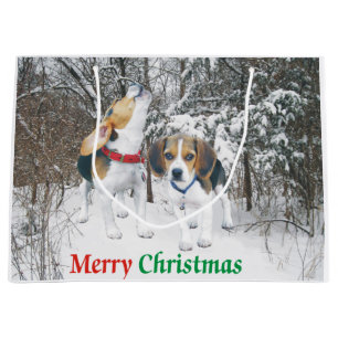 Bolsa De Regalo Grande Bolso del regalo Nevado de los perritos del beagle