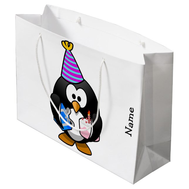 Bolsa De Regalo Grande Bolso del regalo. Pingüino (Angulo reverso)