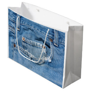 Bolsa De Regalo Grande Bolso gastado del regalo de los vaqueros - grande