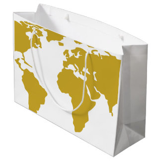Bolsa De Regalo Grande Bolso grande del regalo - mapa del mundo del oro