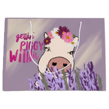 Bolso púrpura del regalo del campo del cerdo y de